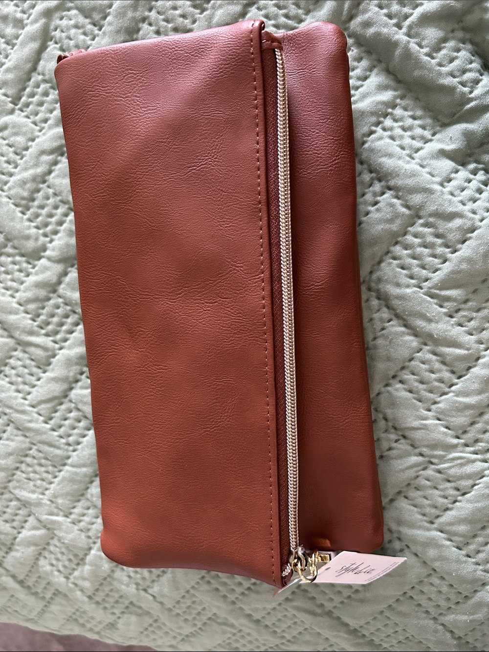 Women's Brown Zip Clutch Bag